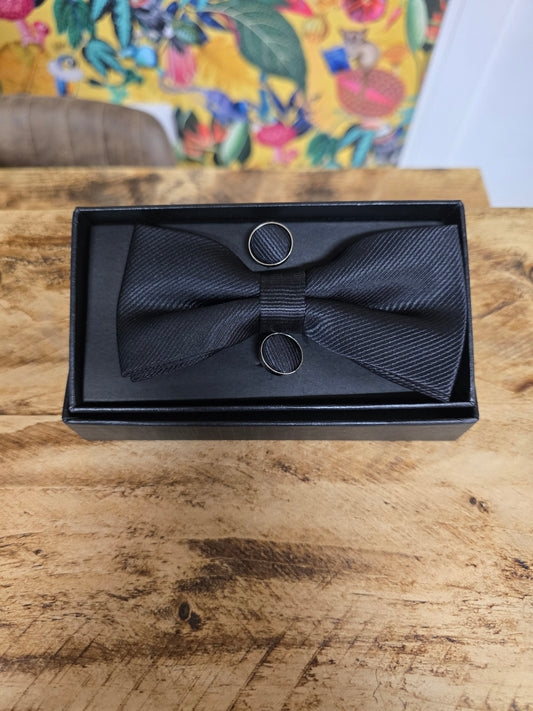 Charles Grey Black Bow Tie Set