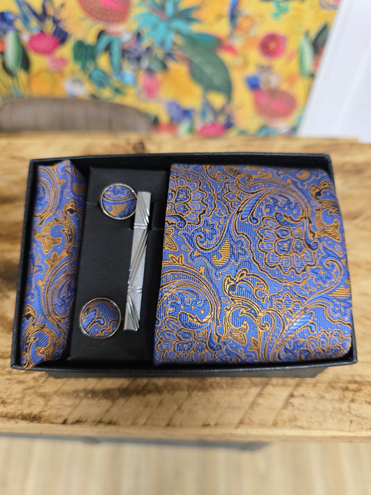 Charles Grey Navy/Copper Swirl Tie set