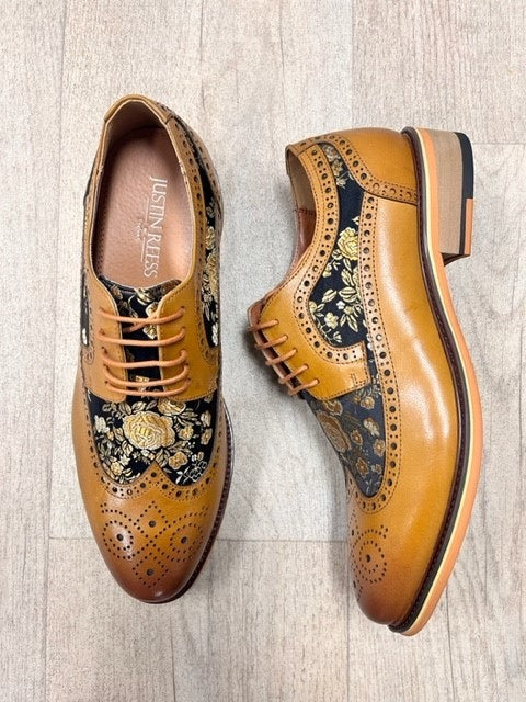 Justin Reess Ross Tan Flower Brogues