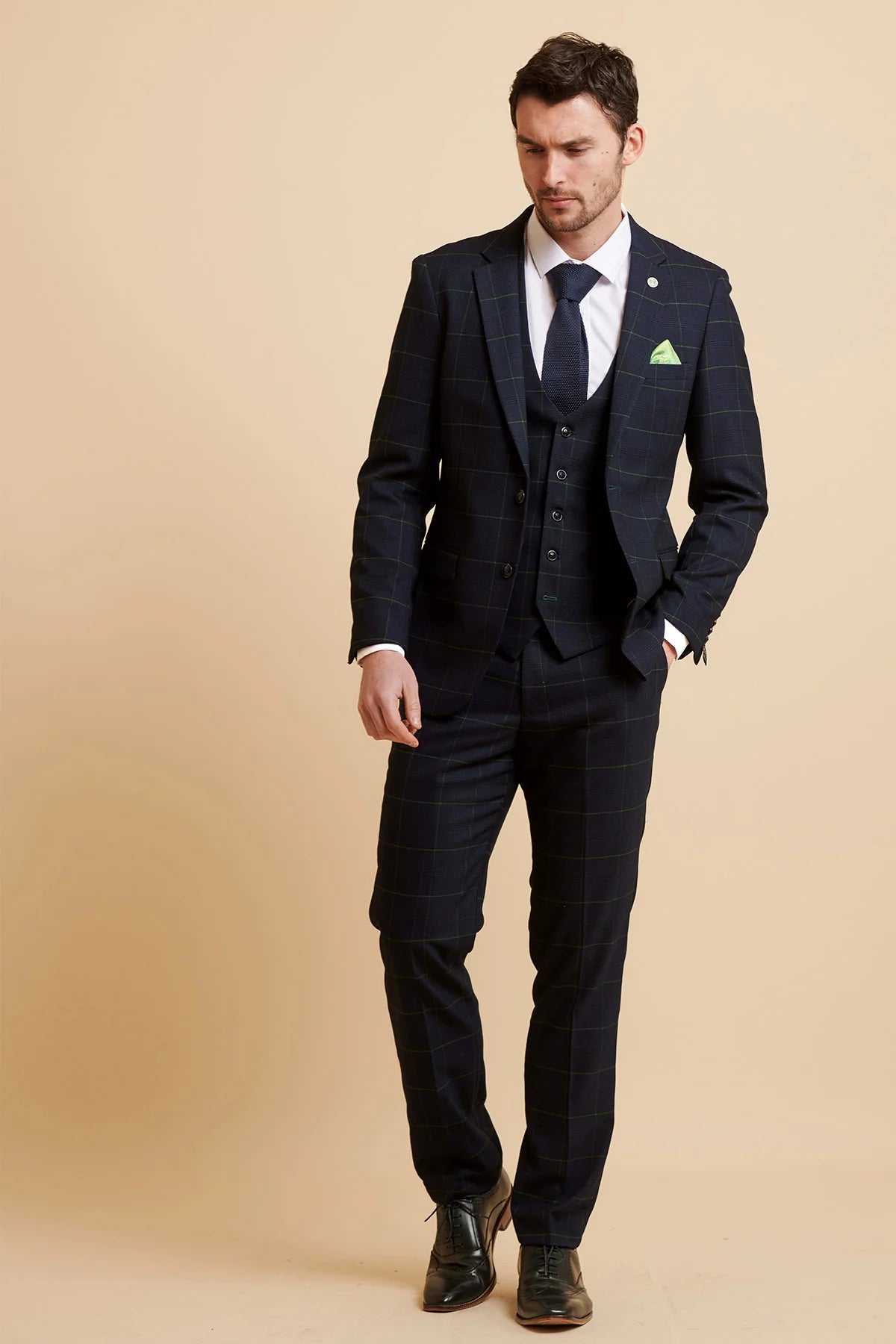 Marc Darcy Navy Green Edinson Waistcoat