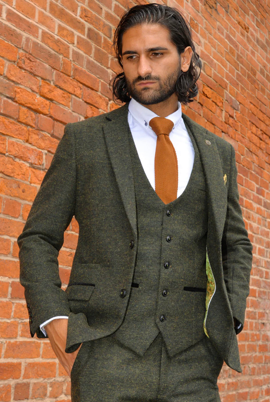 Marc Darcy Marlow Olive 3 Piece Suit
