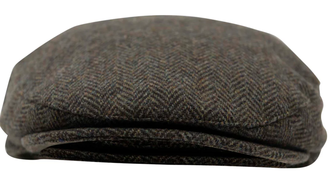 Carlyle Heath Jumbo Herringbone Flat Cap in Brown