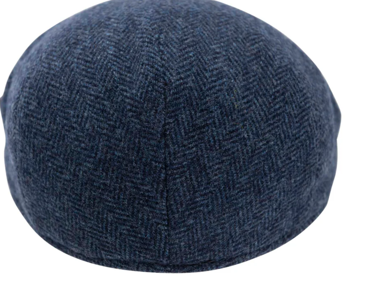 Carlyle Heath Jumbo Herringbone Flat cap in Blue