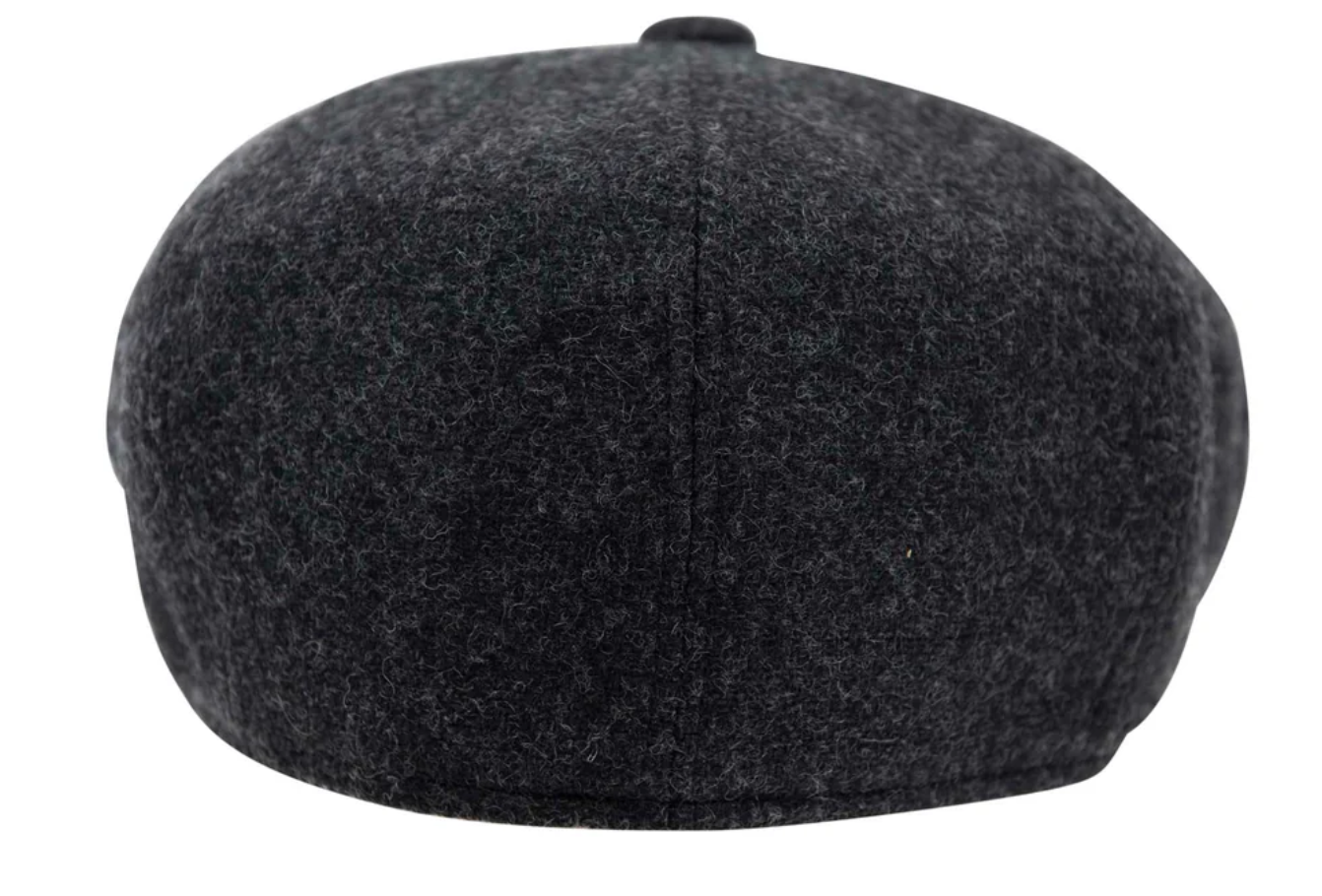 Carlyle Heath Plain Wool Mix Newsboy Cap in Charcoal