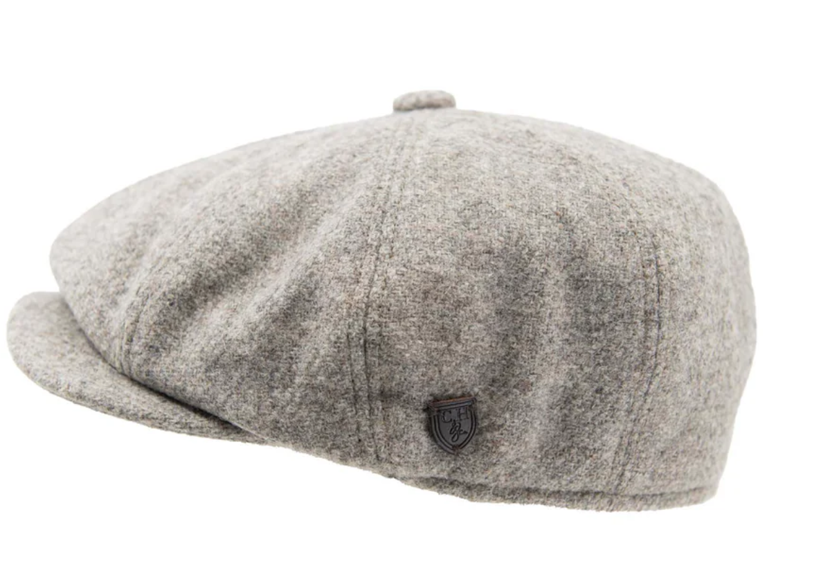 Carlyle Heath Plain Wool Mix Newsboy Cap in Silver