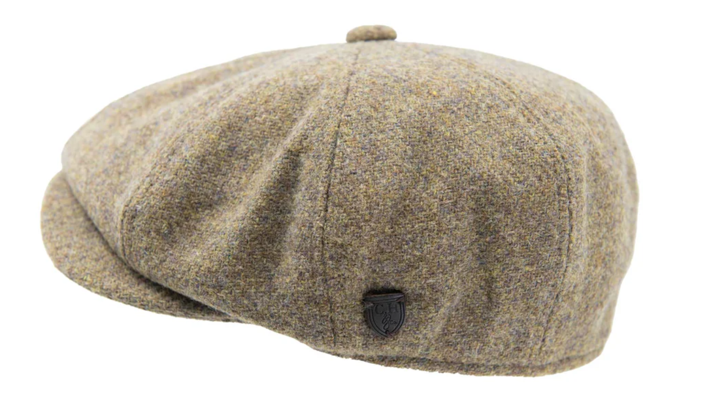 Carlyle Heath Plain Wool Mix Newsboy Cap in Olive