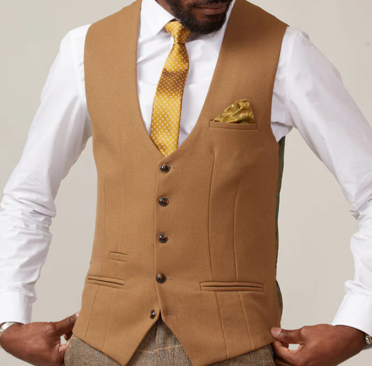 Marc Darcy Kelvin Single Breasted Waistcoat in Oak