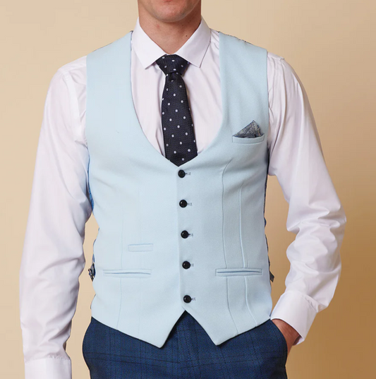 Marc Darcy Kelvin Single Breasted Waistcoat in Sky