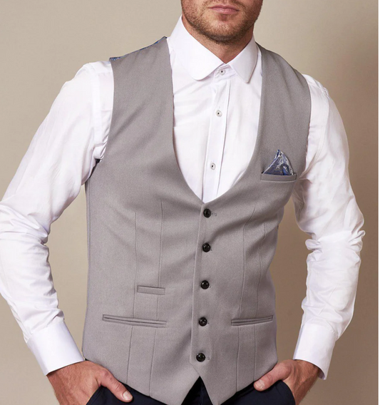 Marc Darcy Kelly Single Breasted Waistcoat in Silver