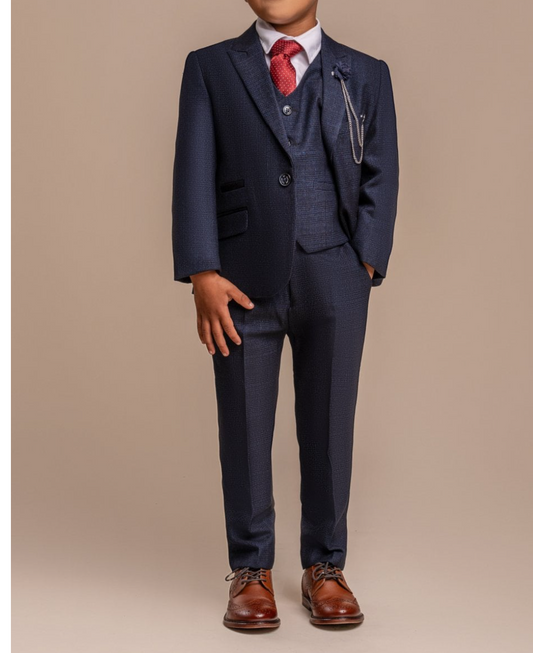 Cavani Caridi Navy Check Junior Suit