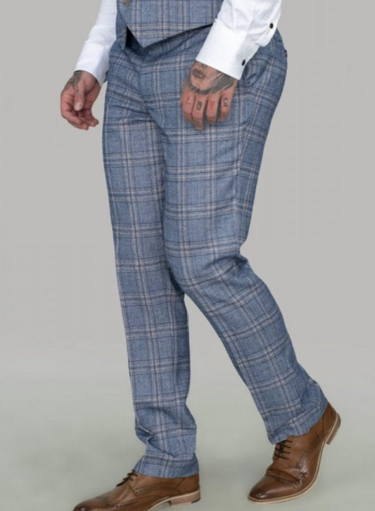 Cavani Brendan Blue Check Trousers