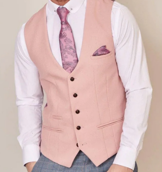 Marc Darcy Kelvin Single Breasted Waistcoat in Pink