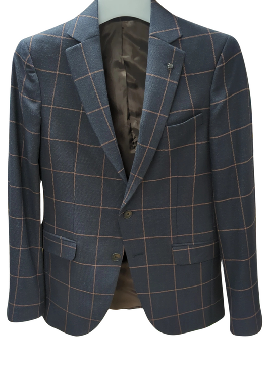 Navy Window Pane Jacket by Pagus Menswear