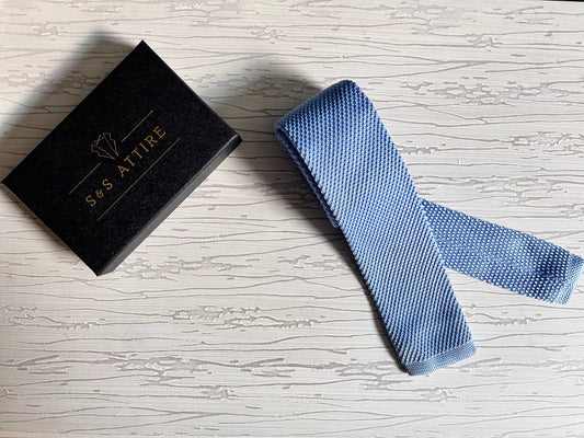 S&S Attire Knitted Tie Baby Blue