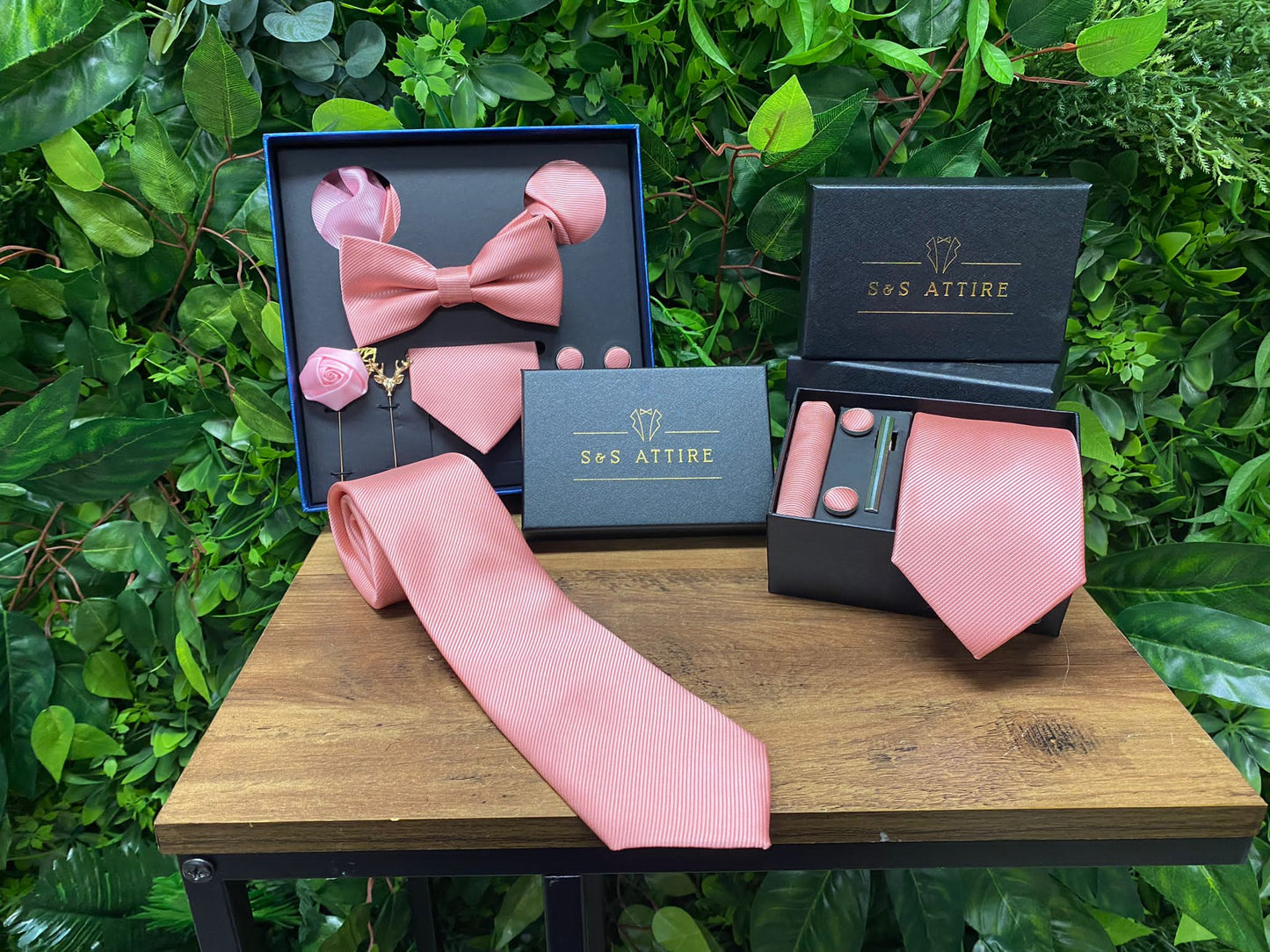 Charles Grey Rose Pink Tie Set