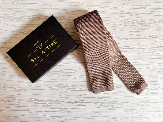 S&S Attire Knitted Tie Oak