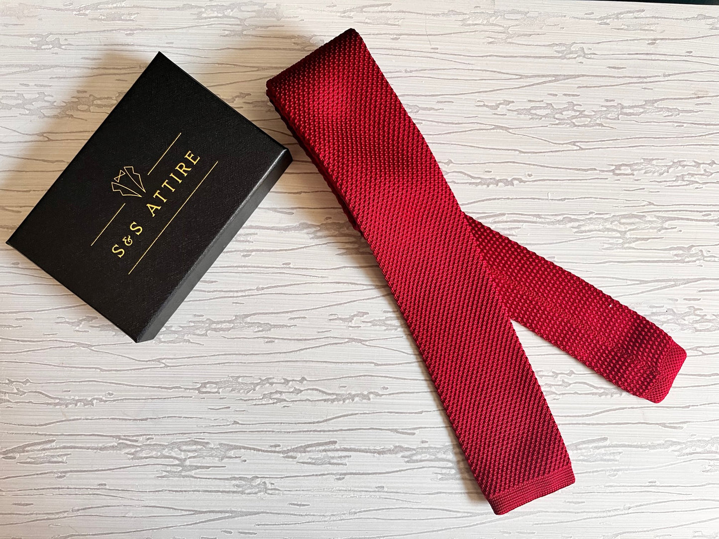 S&S Attire Knitted Tie Wine