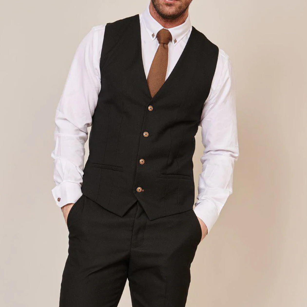 Marc Darcy Max Black Waistcoat